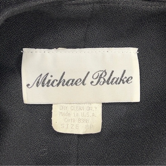 VINTAGE MICHAEL BLAKE 8 PETITE BLACK BLAZER TOP BLOUSE LONG SLEEVE - Picture 9 of 11